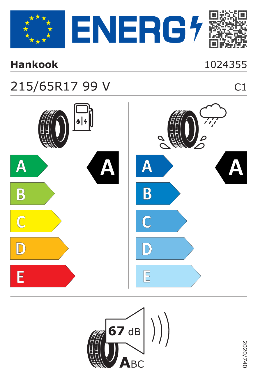215/65/17 HANKOOK 99V PRIME 3